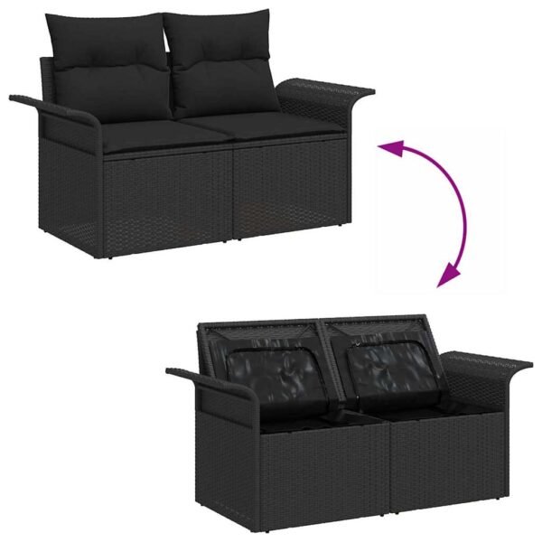Garden Sofa Set with Cushion 8 pcs Black Poly Rattan