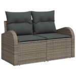 Garden Sofa Set with Storage 9 pcs Grey Poly rattan