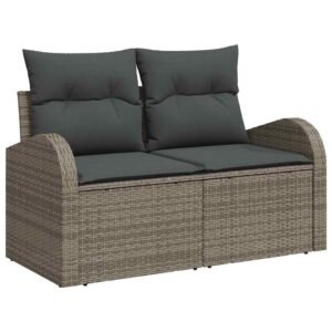 Garden Sofa Set with Storage 9 pcs Grey Poly rattan