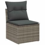 Garden Sofa Set with Storage 9 pcs Grey Poly rattan
