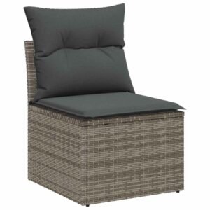 Garden Sofa Set with Storage 9 pcs Grey Poly rattan