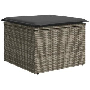 Garden Sofa Set with Storage 9 pcs Grey Poly rattan