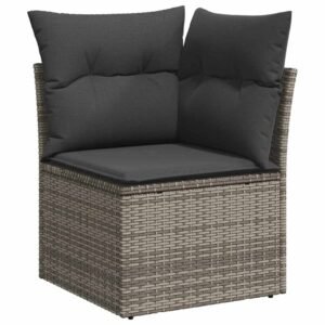 Garden Sofa Set with Storage 9 pcs Grey Poly rattan