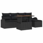 Garden Sofa Set with Storage 6 pcs Black Poly rattan