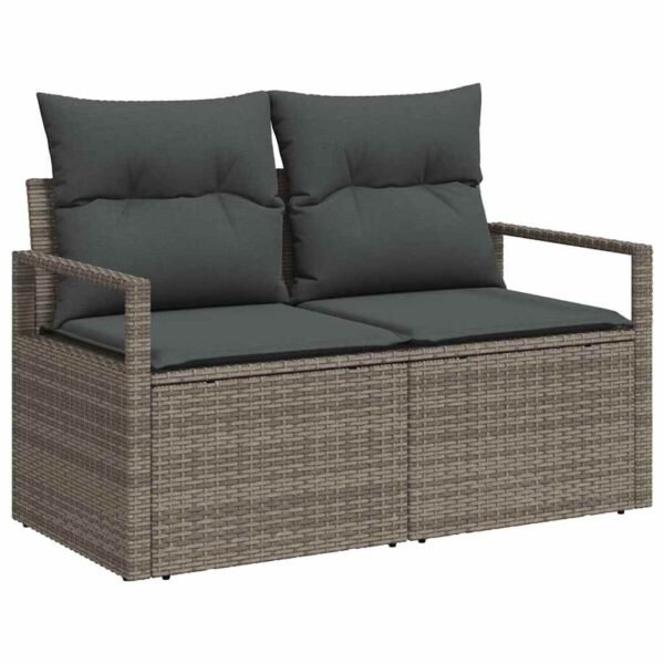 Garden Sofa Set with Storage 9 pcs Grey Poly rattan