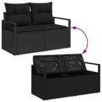 Garden Sofa Set with Storage 11 pcs Black Poly rattan