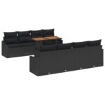 Garden Sofa Set with Storage 9 pcs Black Poly rattan