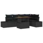 Garden Sofa Set with Storage 6 pcs Black Poly rattan