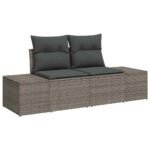 Garden Sofa Set with Storage 10 pcs Grey Poly rattan