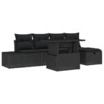 Garden Sofa Set with Cushion with Storage 6 pcs Poly rattan