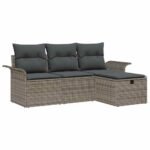Garden Sofa Set with Cushion with Storage 4 pcs Poly rattan