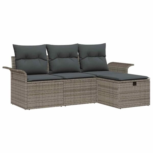 Garden Sofa Set with Cushion with Storage 4 pcs Poly rattan