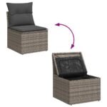 Garden Sofa Set with Cushion 6 pcs Grey Poly rattan