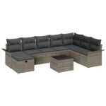 Garden Sofa Set with Cushion 9 pcs Grey Poly rattan