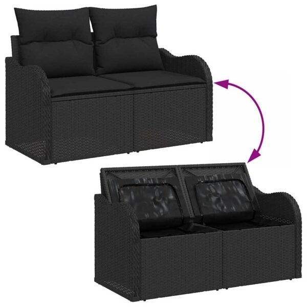 Garden Sofa Set with Cushion 7 pcs Black Poly rattan