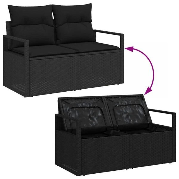 Garden Sofa Set with Cushion 4 pcs Black Poly rattan