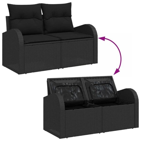 Garden Sofa Set with Cushion 7 pcs Black Poly rattan