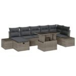 Garden Sofa Set Height-Adjustable 8 pcs Grey Poly Rattan