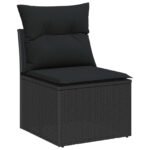 Garden Sofa Set with Cushion 12 pcs Black Poly Rattan