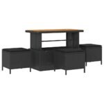 Garden Sofa Set with Cushion 10 pcs Black Poly Rattan