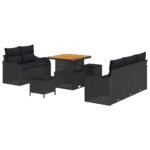 Garden Sofa Set with Cushion 8 pcs Black Poly Rattan