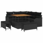 Garden Sofa Set with Cushion 8 pcs Black Poly Rattan