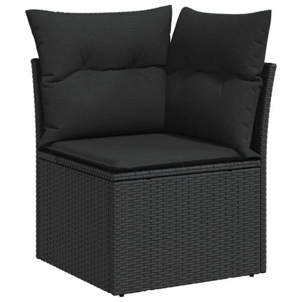 Garden Sofa Set with Cushion 10 pcs Black Poly Rattan