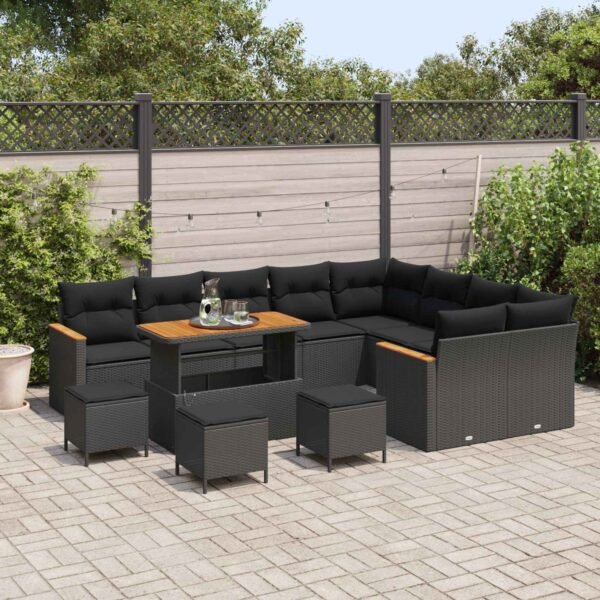 Garden Sofa Set 13 pcs Black Poly Rattan