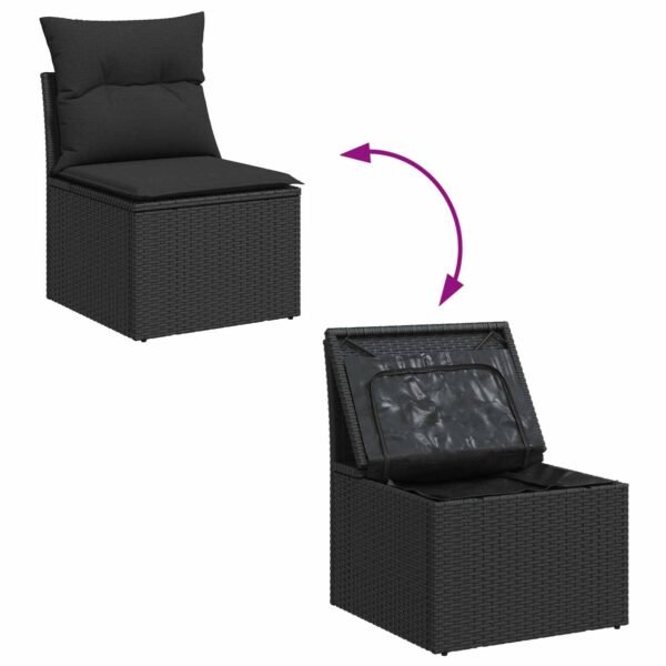 Garden Sofa Set with Cushion 12 pcs Black Poly Rattan