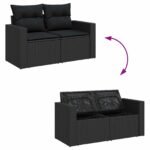 Garden Sofa Set with Cushion 11 pcs Black Poly Rattan