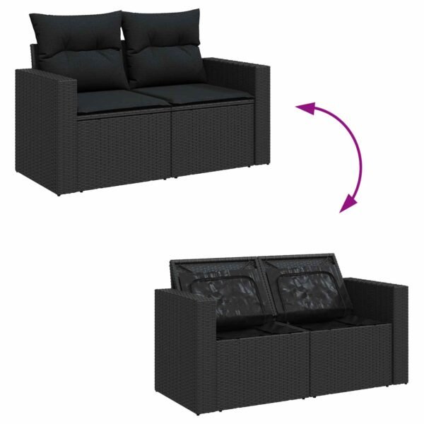 Garden Sofa Set with Cushion 11 pcs Black Poly Rattan