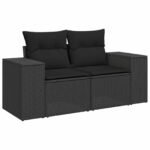 Garden Sofa Set with Cushion 13 pcs Black Poly Rattan