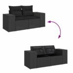 Garden Sofa Set with Cushion 13 pcs Black Poly Rattan