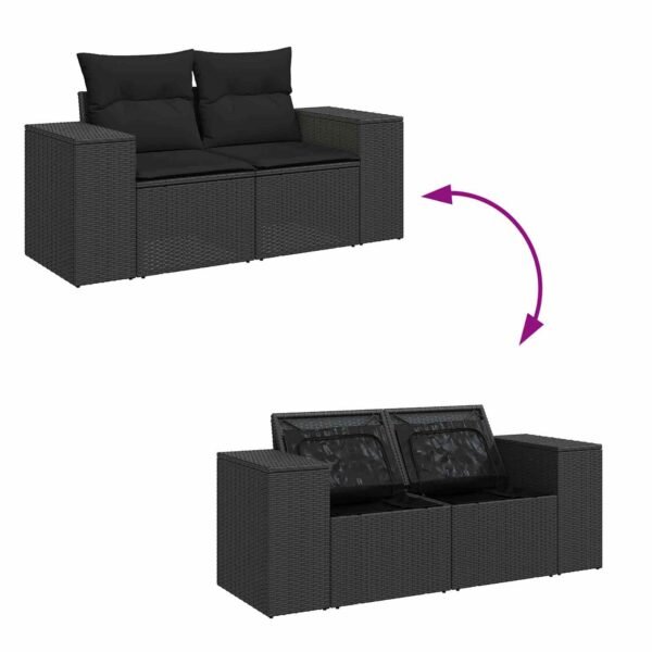 Garden Sofa Set with Cushion 13 pcs Black Poly Rattan