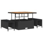 Garden Sofa Set with Cushion with Storage 12 pcs Black
