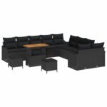 Garden Sofa Set with Cushion with Storage 13 pcs Black