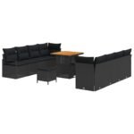 Garden Sofa Set with Cushion with Storage Black 80 x 80 x 71 cm