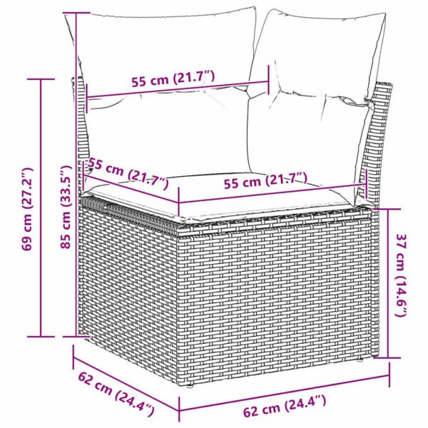 Garden Sofa Set with Cushion 12 pcs Black Poly rattan