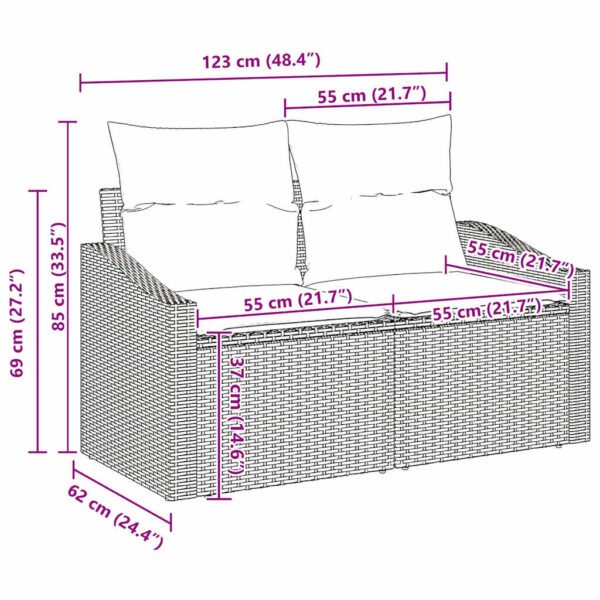 Garden Sofa Set with Cushion 12 pcs Black Poly rattan