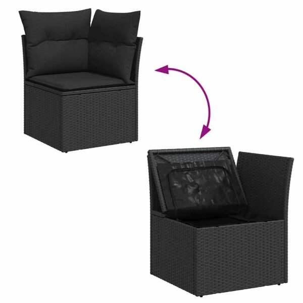Garden Sofa Set with Cushion 12 pcs Black Poly rattan
