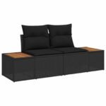 Garden Sofa Set with Cushion 12 pcs Black Poly rattan