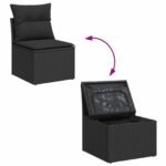 Garden Sofa Set with Cushion 12 pcs Black Poly rattan