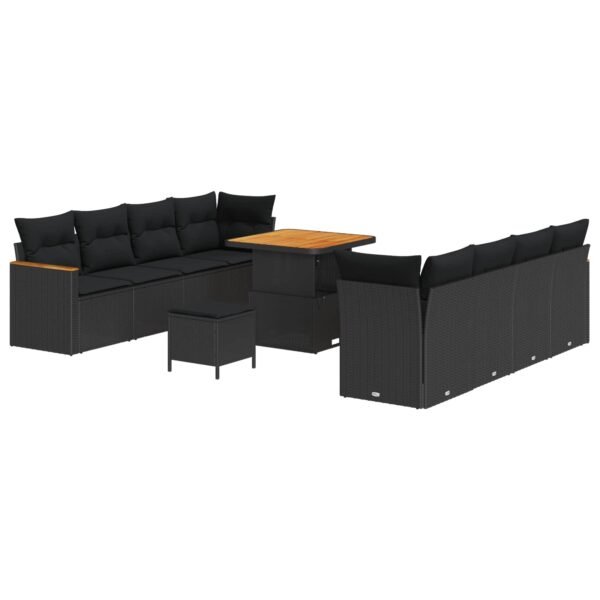 Garden Sofa Set with Cushion 12 pcs Black Poly Rattan