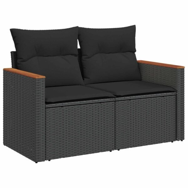Garden Sofa Set with Cushion 12 pcs Black Poly Rattan