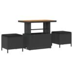 Garden Sofa Set with Cushion 12 pcs Black Poly Rattan