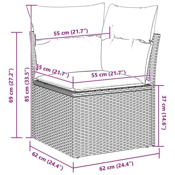 Garden Sofa Set with Cushion 11 pcs Black Poly Rattan