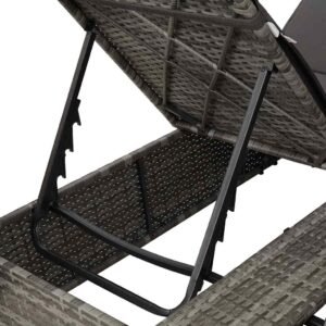 Double Sun Lounger Grey 205 x 129 x 200 cm Poly Rattan
