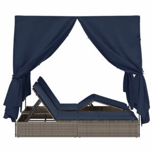 Double Sun Lounger Black 205 x 129 x 200 cm Poly Rattan