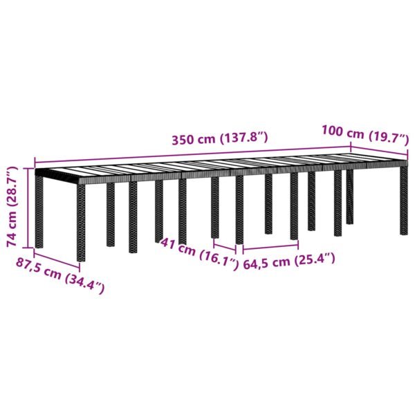 Garden Table Anthracite 350 x 100 x 74 cm Poly Rattan