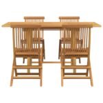 Garden Dining Set 5 pcs Brown Solid Teak Wood